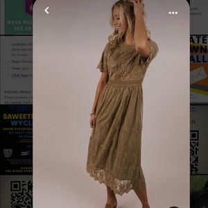 Roolee Aly Lace Dress in Olive color size Small